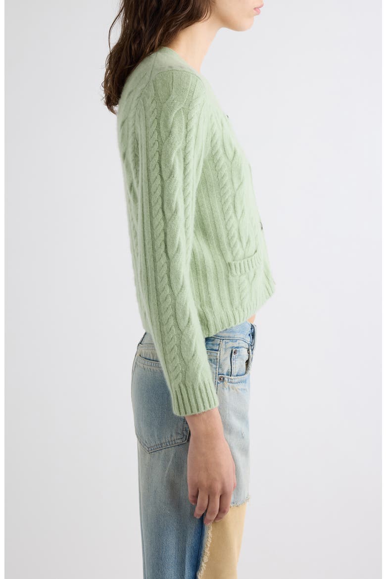 Kurea Cable Cashmere Blend Cardigan, Alternate, color, SAGE GREEN