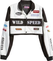 EDIKTED Lenni Colorblock Patch Cotton Crop Jacket