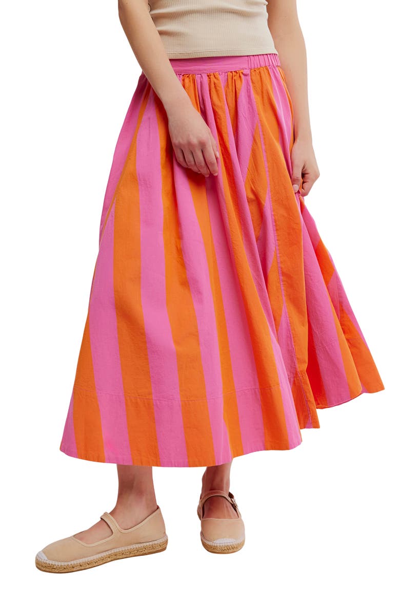 Lowen Stripe Cotton Midi Skirt, Main, color, PINK COMBO