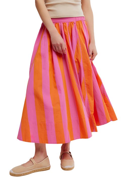 Lowen Stripe Cotton Midi Skirt