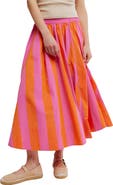 Free People Lowen Stripe Cotton Midi Skirt