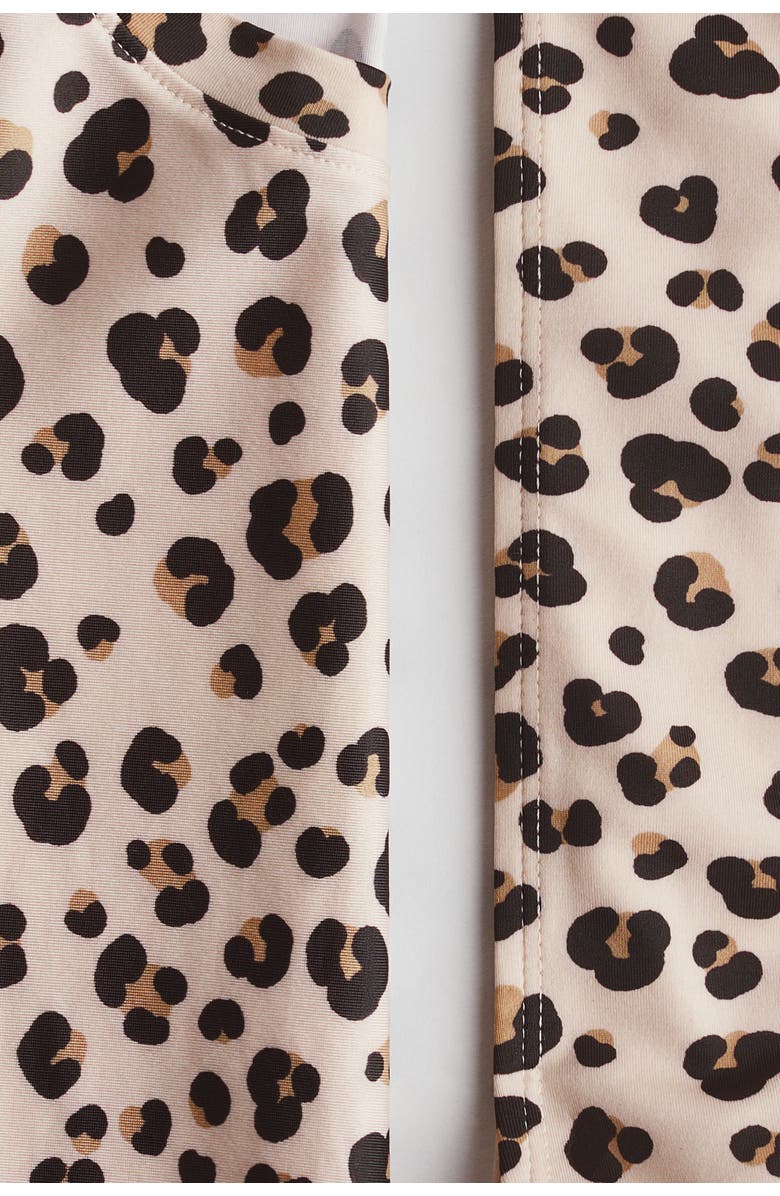 H&M Printed swim set, Alternate, color, Light Beige/Leopard Print