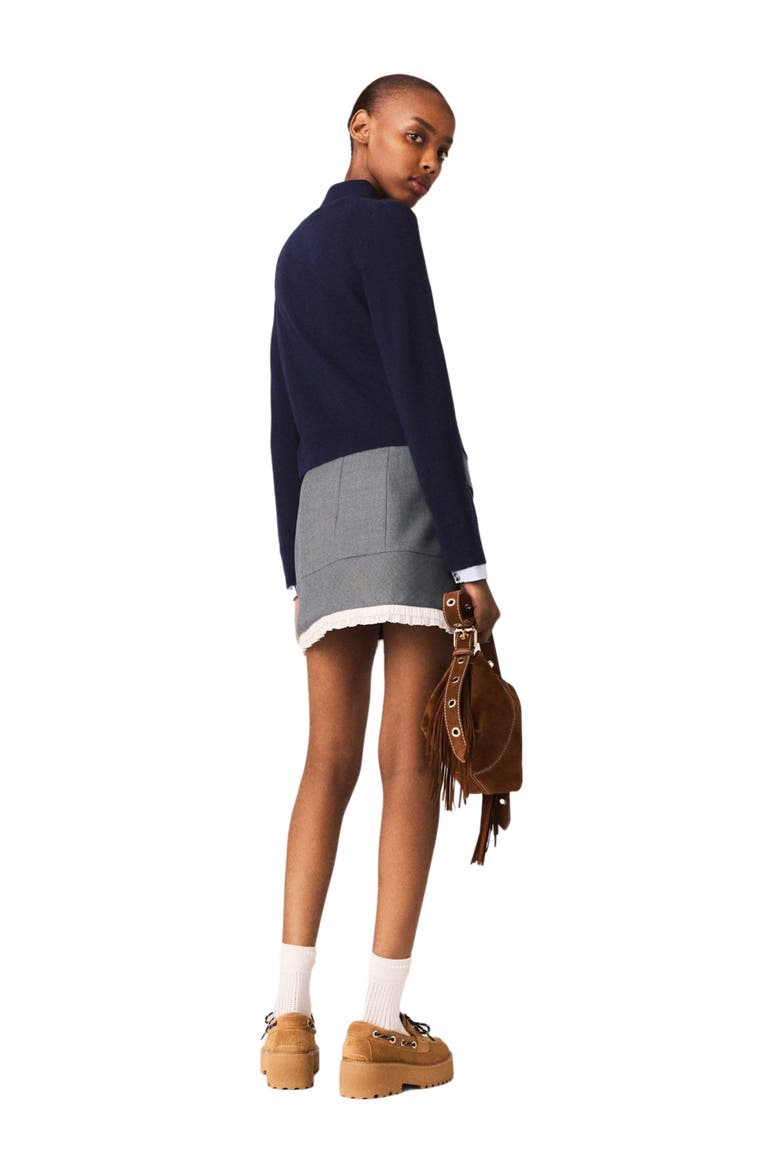 A-line poplin skirt with band, Alternate, color, Grey