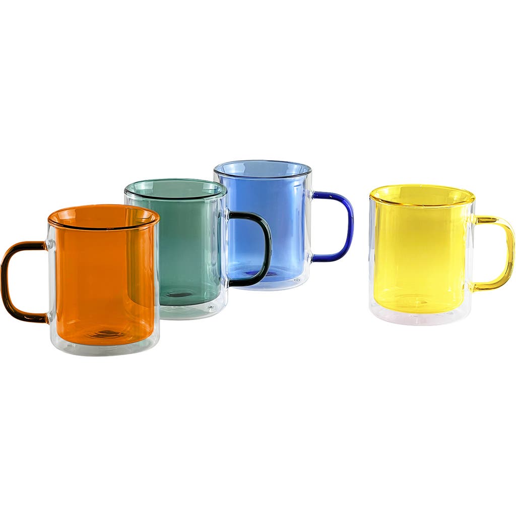 Cloudnola Cubo Set Of 4 Double-wall Mugs In Multi