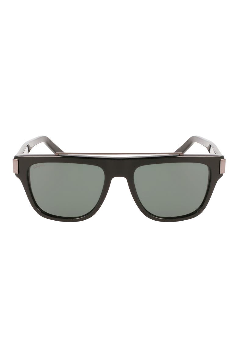 Gancini 54mm Rectangular Sunglasses, Main, color, BLACK