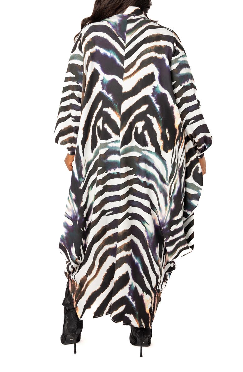 BUXOM COUTURE Drape Maxi Shirtdress, Alternate, color, White Multi