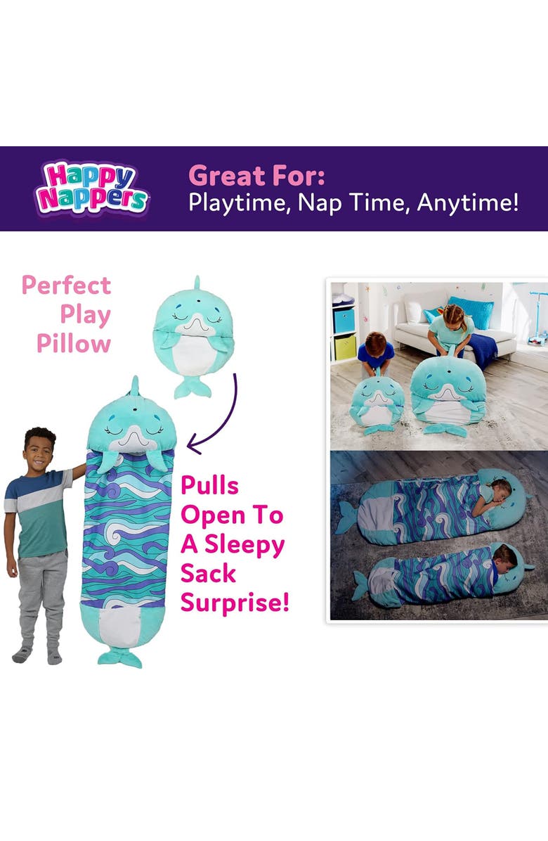 Happy Nappers Pillow & Sleepy Sack Medium Dolphin Disco 54 Inch x 20 Inch, Alternate, color, Blue