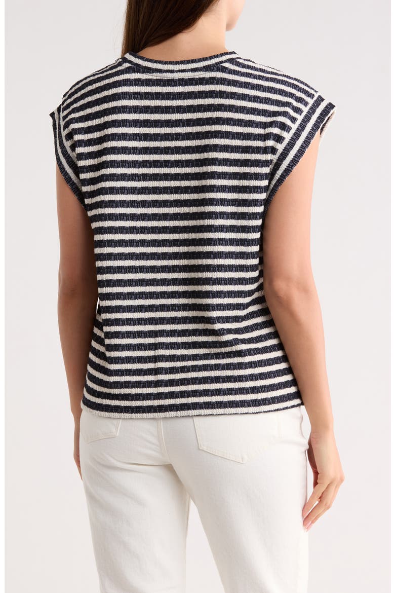 Cap Sleeve Top, Alternate, color, DARK NAVY/ CREAM