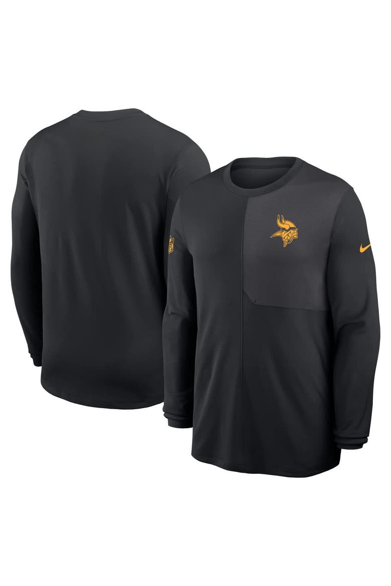 Men's Nike Black Minnesota Vikings Sideline Coach UV Performance Long Sleeve T-Shirt, Main, color, Black