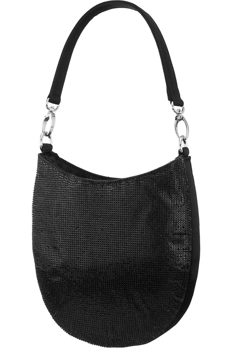Nina Crystal Mini Hobo Bag, Alternate, color, Black