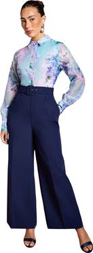 Coast Collared Wide Leg Belted Jumpsuit