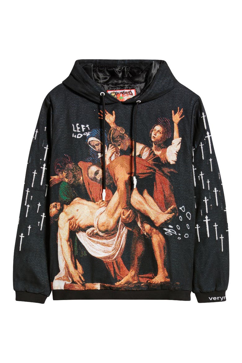 Entombment Jacquard Hoodie, Alternate, color, BLACK