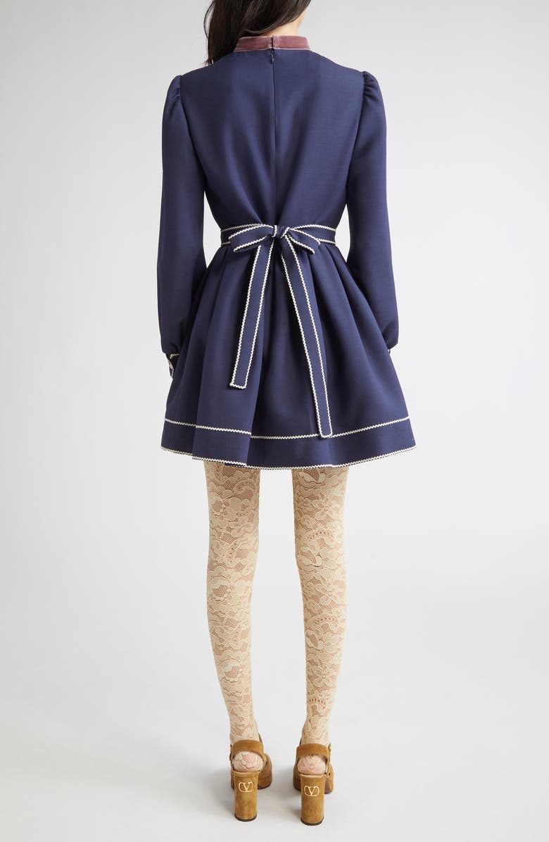 Valentino Garavani Long Sleeve Crepe Couture Minidress, Alternate, color, Blue Multi