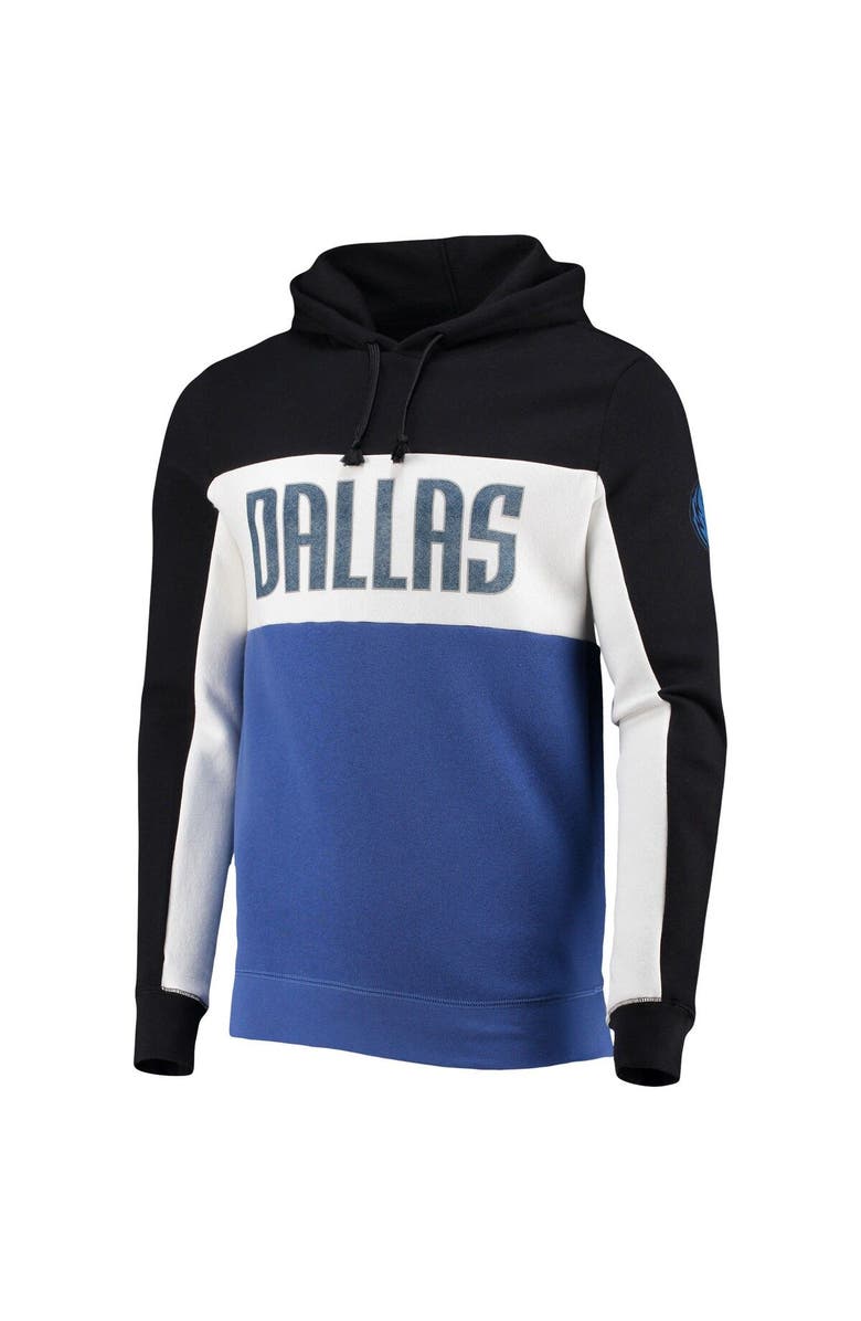 Junk Food Men's Junk Food Black/White Dallas Mavericks Wordmark Colorblock Fleece Pullover Hoodie, Alternate, color, 