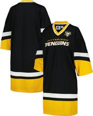 STARTER Women's Starter Black Pittsburgh Penguins Hurry-Up Offense Boxy V-Neck Half-Sleeve Sneaker Dress