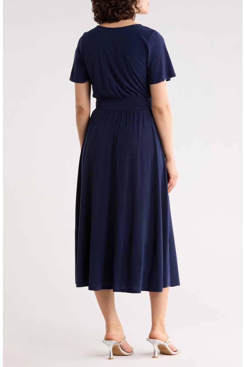 Knit Short Sleeve Midi Dress, Alternate, color, NAVY