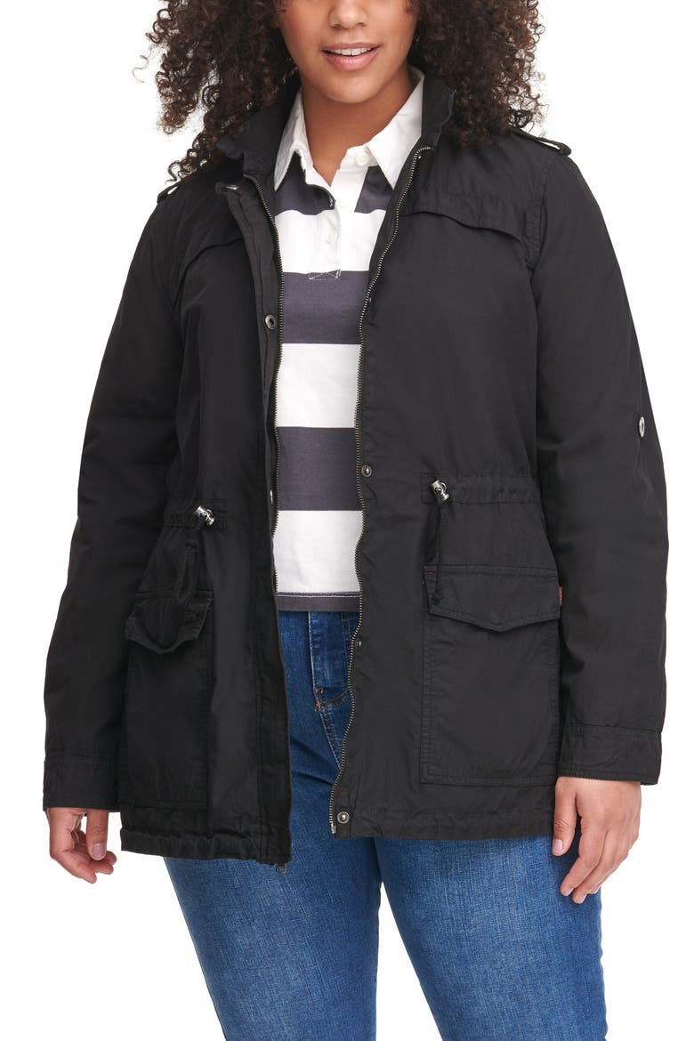 Levi's® Parachute Cotton Fishtail Jacket, Main, color, BLACK