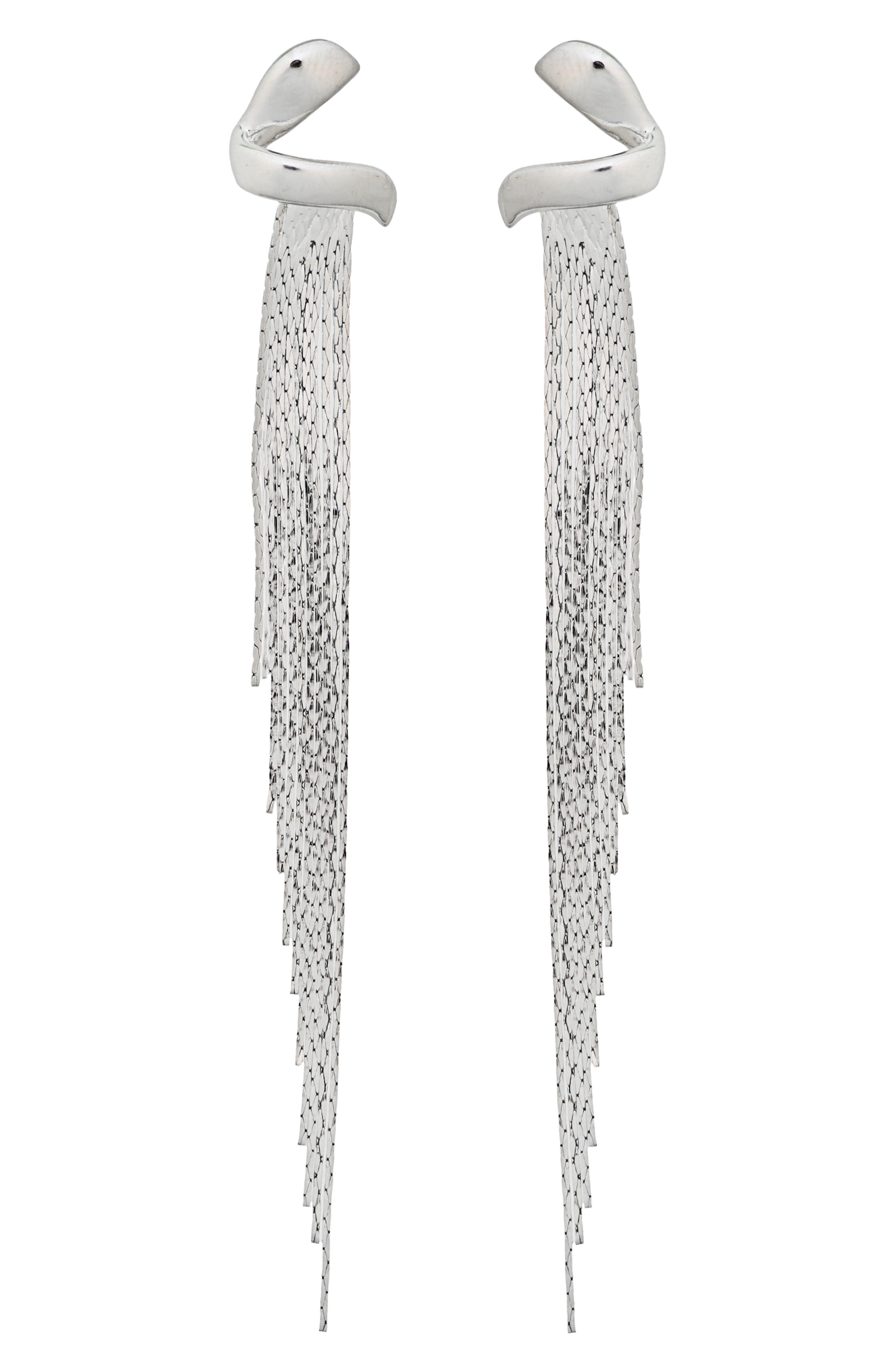 Panacea Snake Chain Fringe Drop Earrings