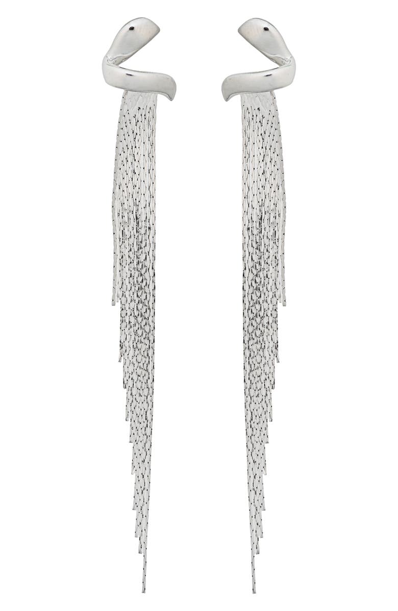 Panacea Snake Chain Fringe Drop Earrings, Main, color, Silver