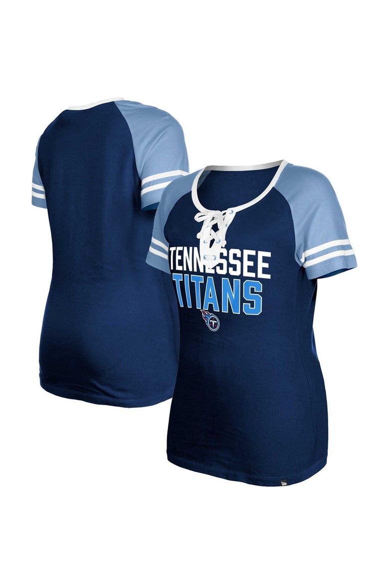 Women's New Era  Navy Tennessee Titans Raglan Lace-Up T-Shirt, Main, color, Navy