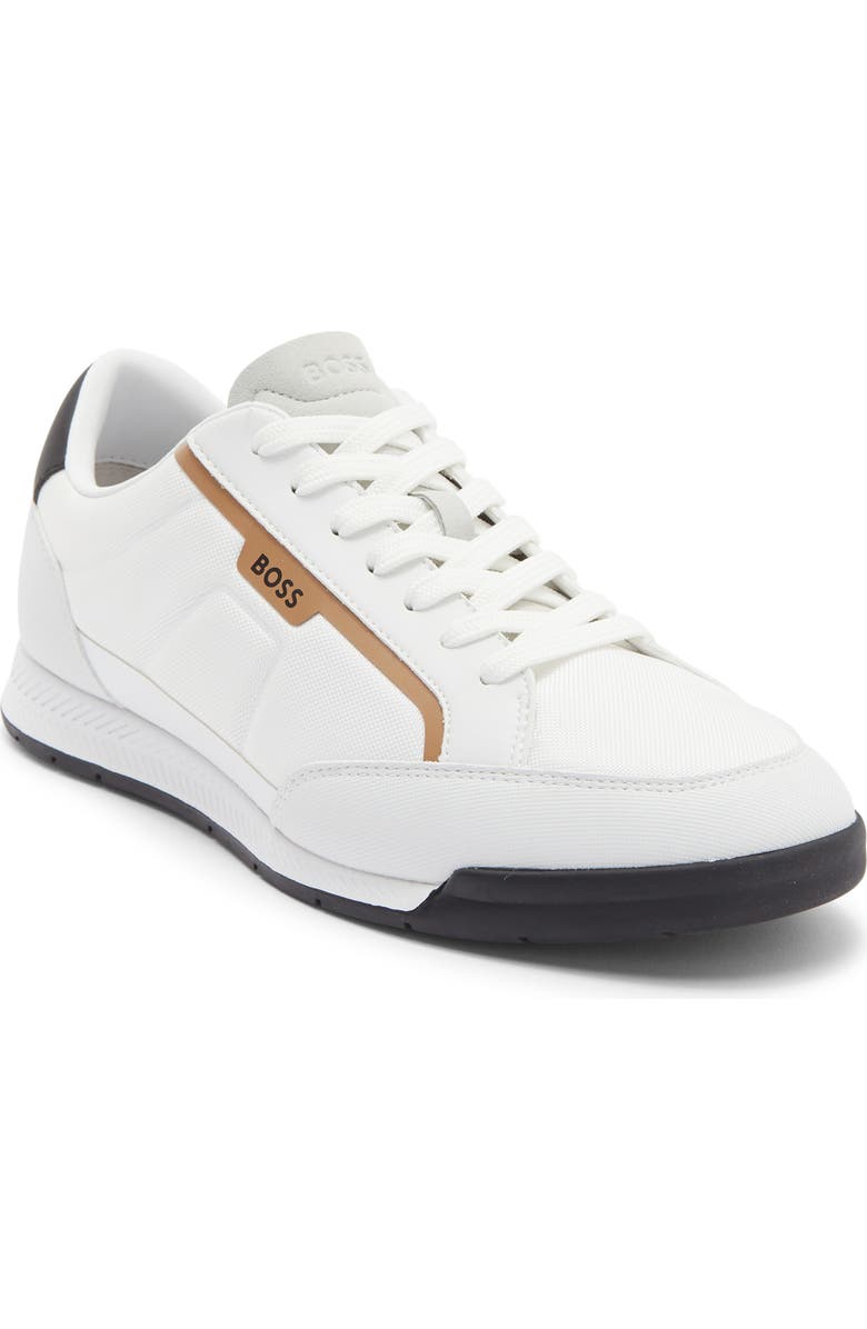 BOSS Low Top Sneaker, Main, color, White/ Brown