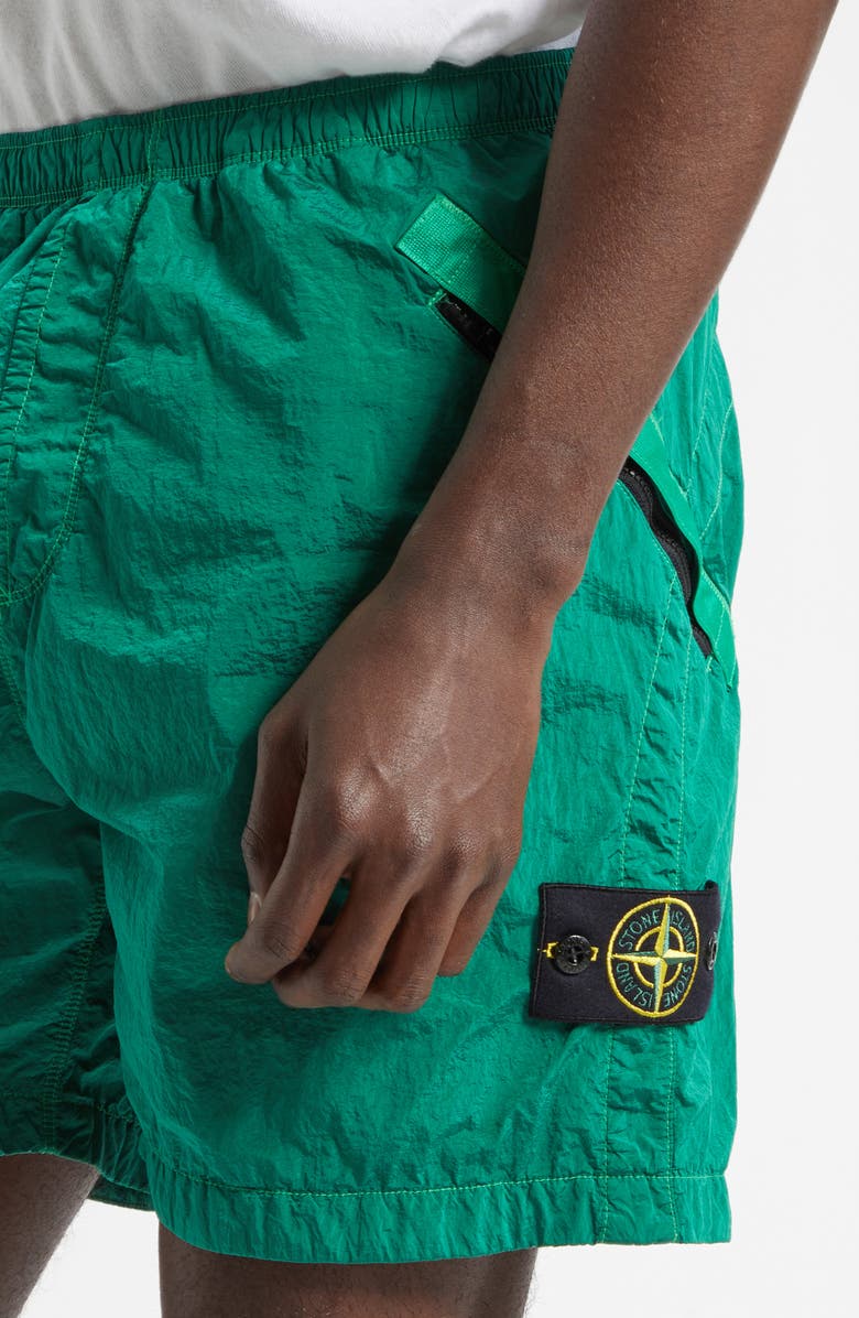 Stone Island Crinkled Nylon Shorts, Alternate, color, Malachite