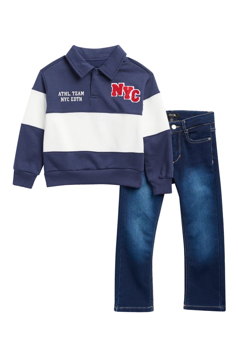 Kids' 2-Piece Polo Sweatshirt & Jeans Set, Main, color, NAVY