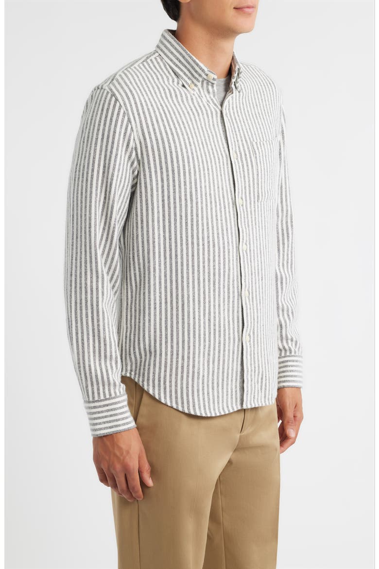 Cloud Stripe Organic Cotton Flannel Button-Up Shirt, Alternate, color, NIGHTLINES