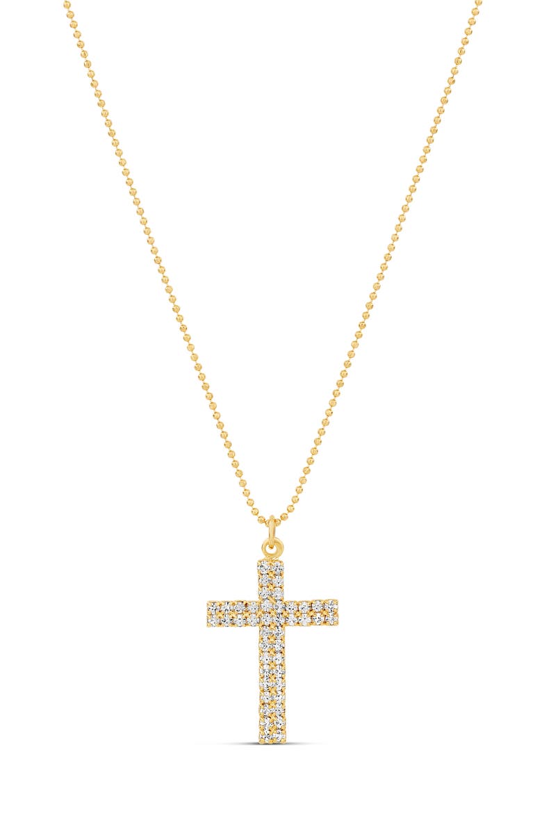 Pavé Cross Pendant Necklace, Main, color, GOLD