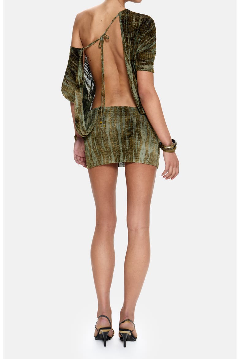 ophidian devore mini dress jaded Jaded London Flocked Ophidian Mini Dress in Brown