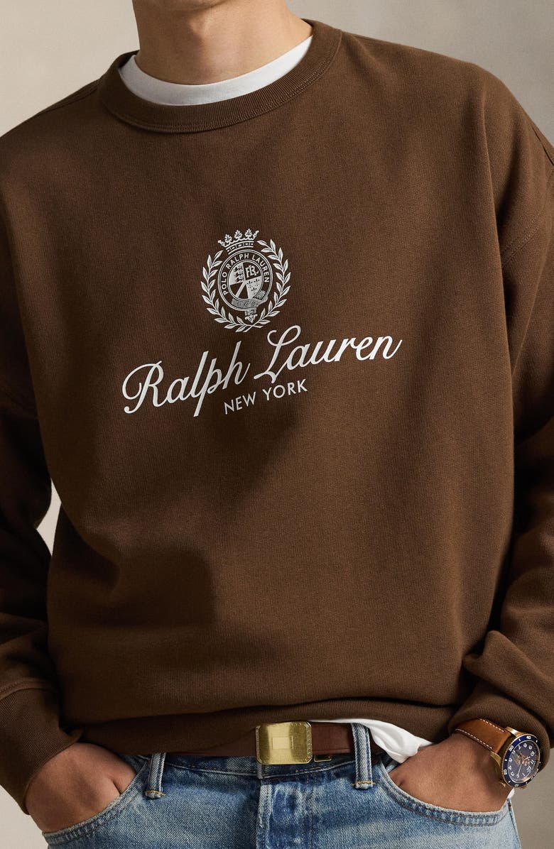 Polo Ralph Lauren Relaxed Fit Fleece Graphic Sweatshirt, Alternate, color, Branch Brown