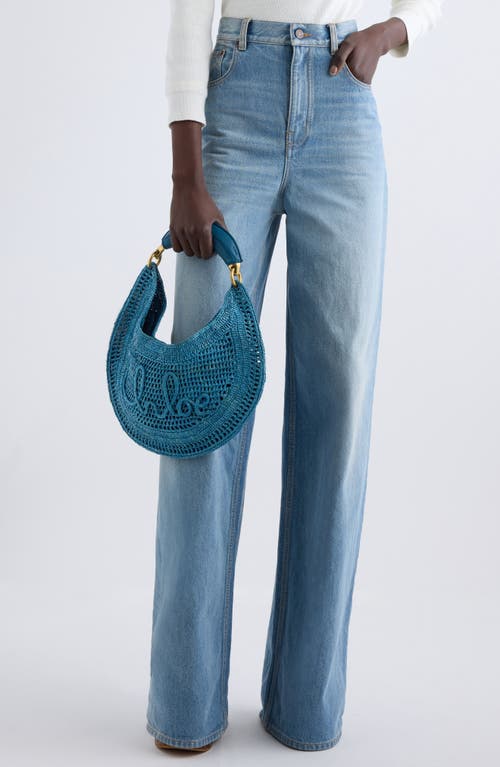 Chloé Summer Banana Woven-raffia Hobo Bag In Stormy Sea