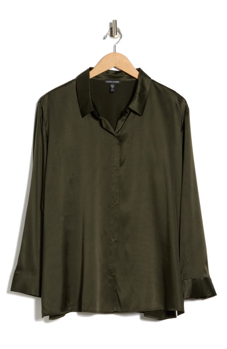 Eileen Fisher Classic Collar Silk Shirt, Main, color, 