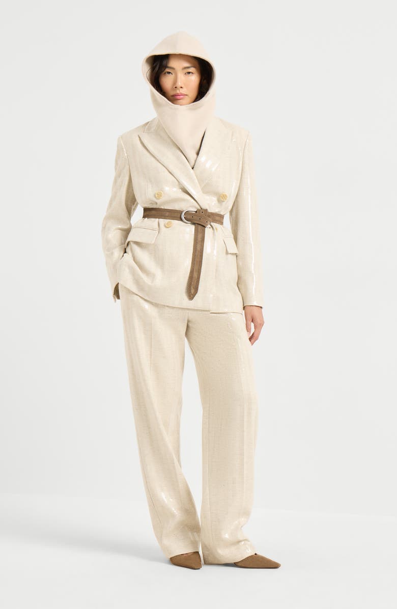 Brunello Cucinelli Dazzling chevron blazer, Alternate, color, Buff