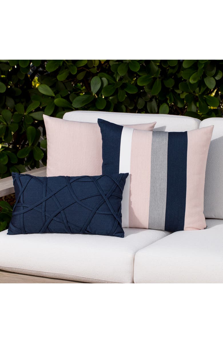 Elaine Smith Illusion Handmade dimensional applique Indoor & Outdoor Woven Accent Pillow, Alternate, color, Indigo