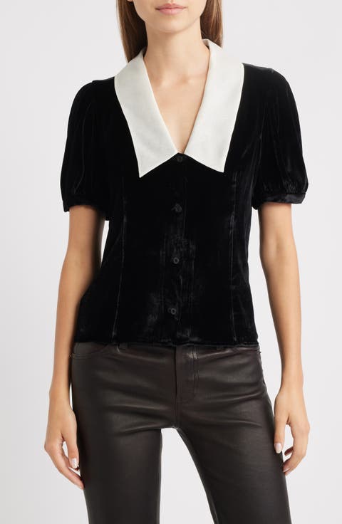 The Sailor Velvet Button-Up Top
