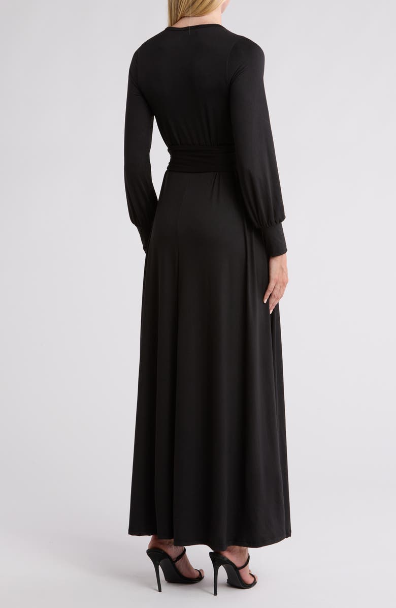 GO COUTURE Long Sleeve Maxi Wrap Dress, Alternate, color, Black2