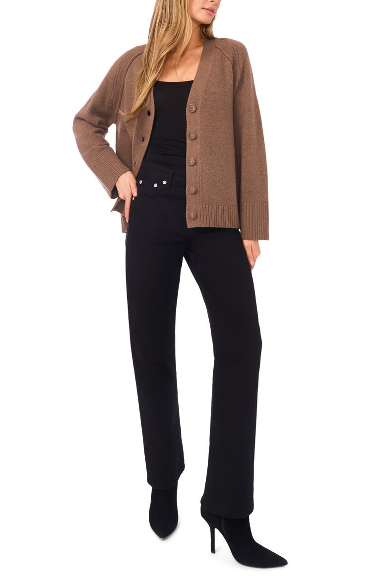 Raglan Sleeve V-Neck Cardigan, Alternate, color, MINK TAUPE