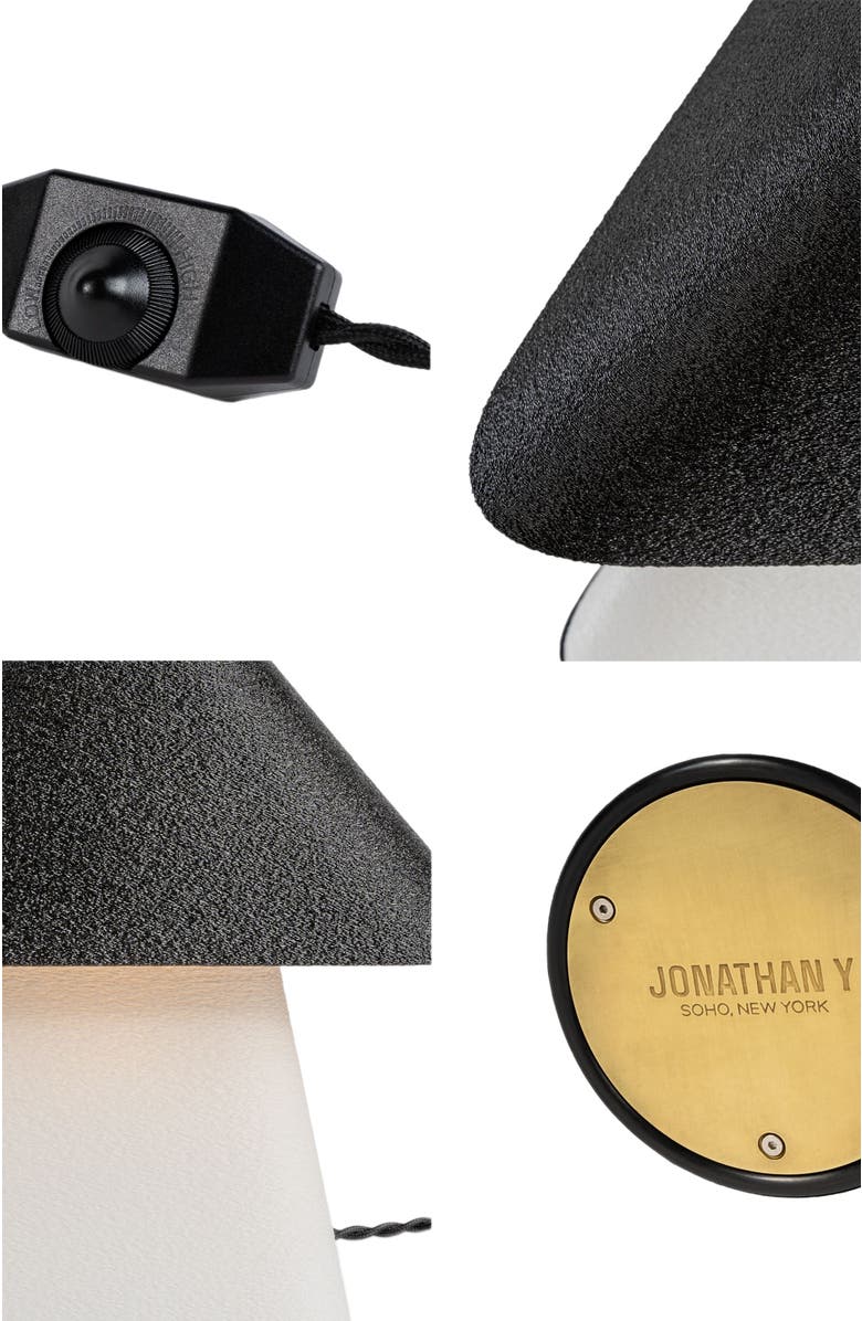 JONATHAN Y Enzo 11.63" Modern Contemporary Plant-Based PLA 3D Printed Dimmable LED Table Lamp, White/Black, Alternate, color, White/Black With White Shade