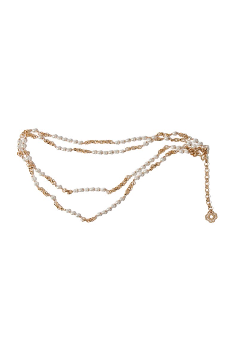 Mixed bead and metal belt, Alternate, color, Gold