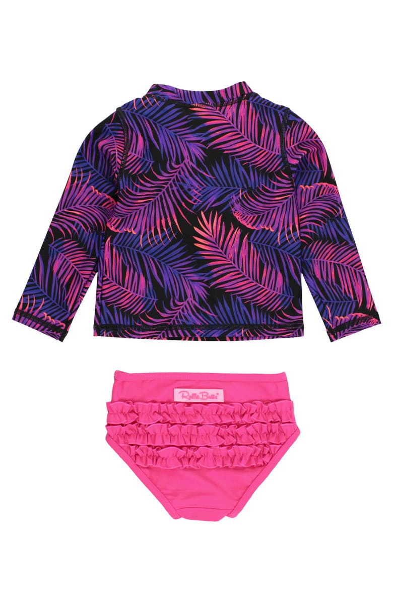 RuffleButts Girls UPF50+ Long Sleeve Zipper Rash Guard 2-Piece, Alternate, color, 