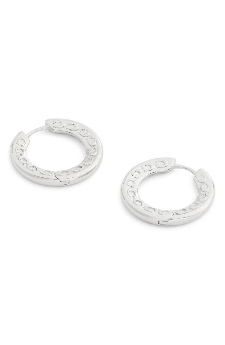 COACH Small Hoop Earrings, Alternate, color, Rhodium