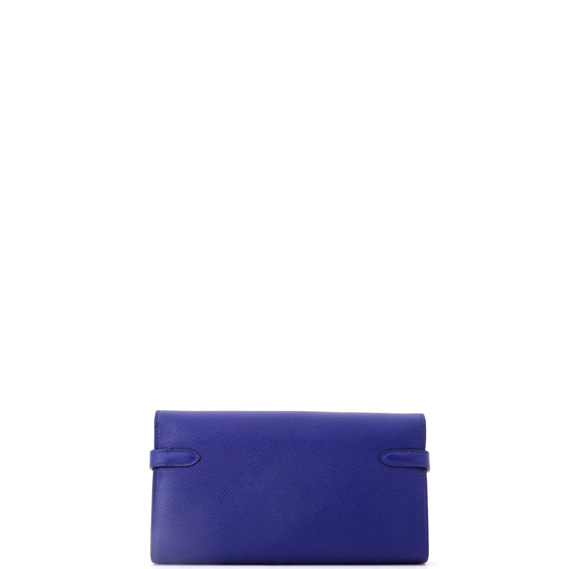 Pre-Owned Hermes Kelly Wallet Epsom Long, Alternate, color, Bleu Electrique