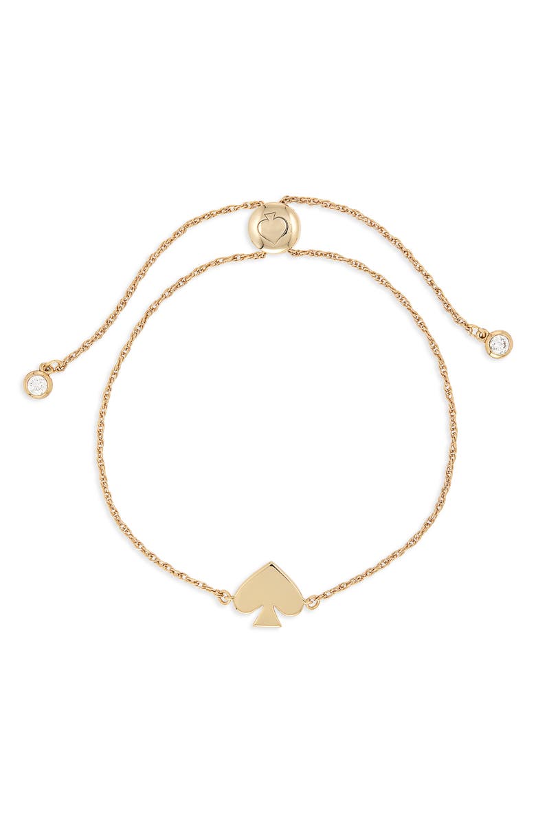 Kate Spade New York spade charm slider bracelet, Main, color, Gold