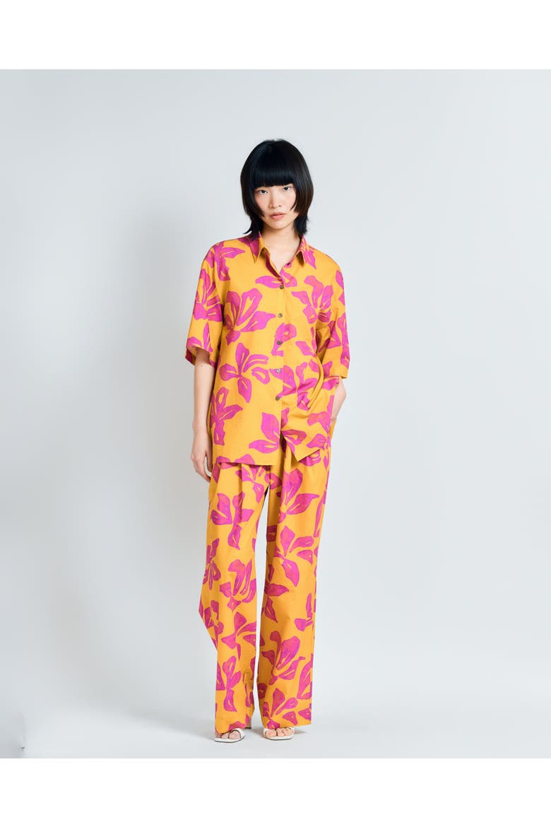 "Tropical Bliss" Oversized Hawaii Shirt, Main, color, Golden Hour