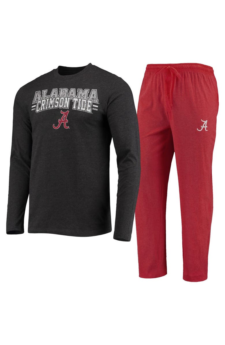 CONCEPTS SPORT Men's Concepts Sport Crimson/Heathered Charcoal Alabama Crimson Tide Meter Long Sleeve T-Shirt & Pants Sleep Set, Main, color, 