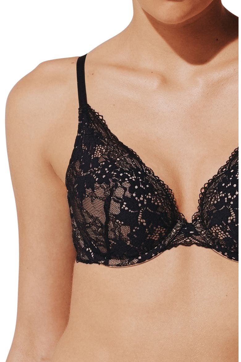 All Day Lace Push-Up Underwire Bra, Alternate, color, BLACK