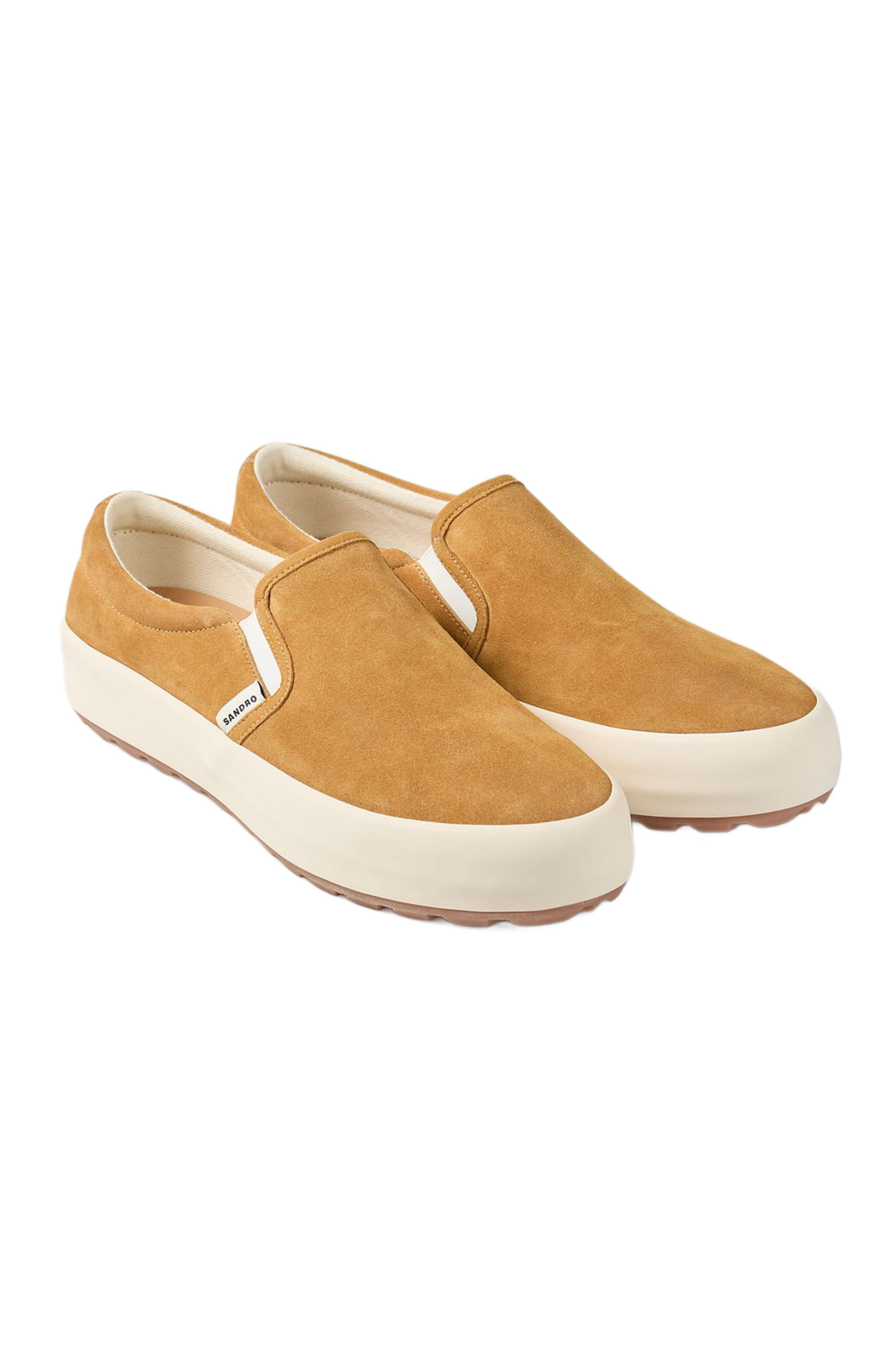 SANDRO Split leather slip-ons, Alternate, color, 
