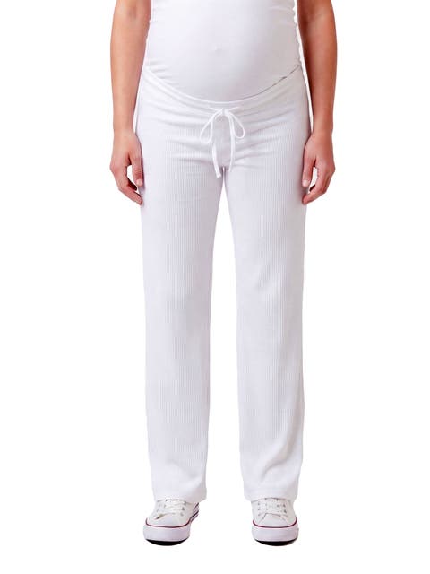Maternity Basic Ribbed Knit Drawstring Straight Leg Lounge Pants