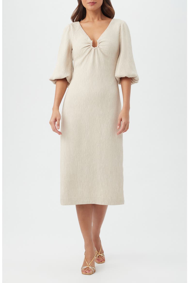 Madeline Textured Midi Dress, Main, color, SAHARA STONE